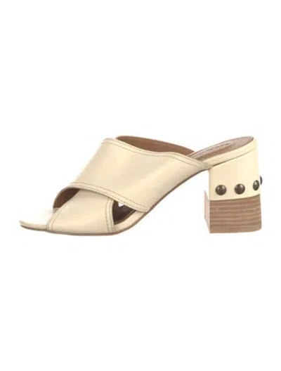 Pre-owned See By Chloé Leather Studded Accents Slides In Neutral