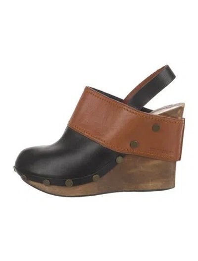 Pre-owned See By Chloé Leather Studded Accents Slingback Pumps In Brown