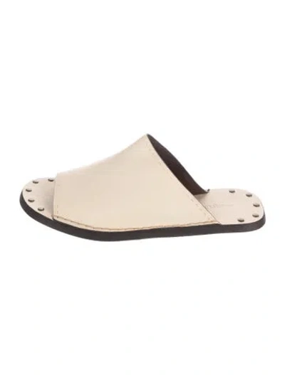 Pre-owned See By Chloé Leather Studded Accents Slippers In Neutral