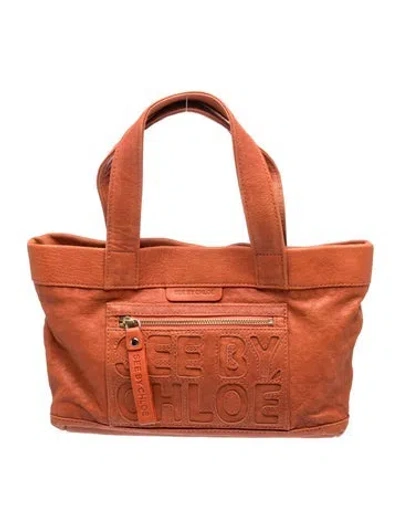 Pre-owned See By Chloé Leather Top Handle Bag In Orange