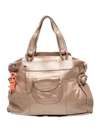 Pre-owned See By Chloé Leather Tote In Grey