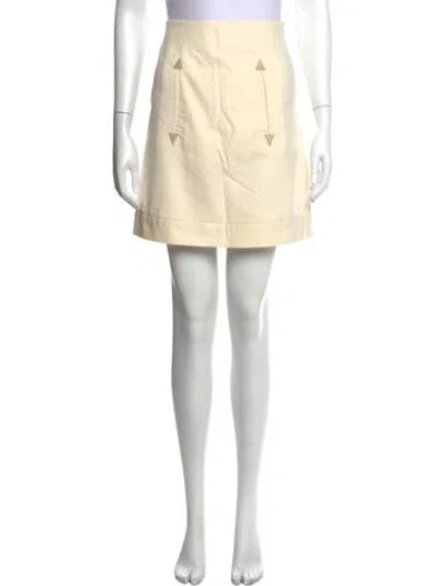 Pre-owned See By Chloé Leather Trim Embellishment Mini Skirt In Neutrals/red