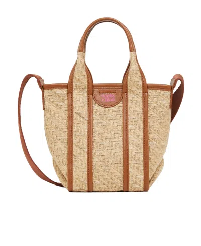 See By Chloé Leather-trimmed Jute Tote Bag In Nude