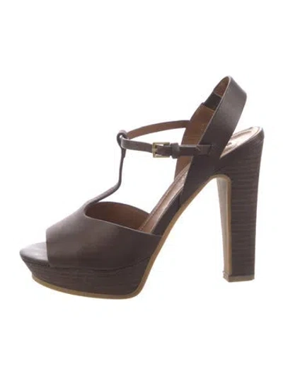 Pre-owned See By Chloé Leather T-strap Sandals In Brown