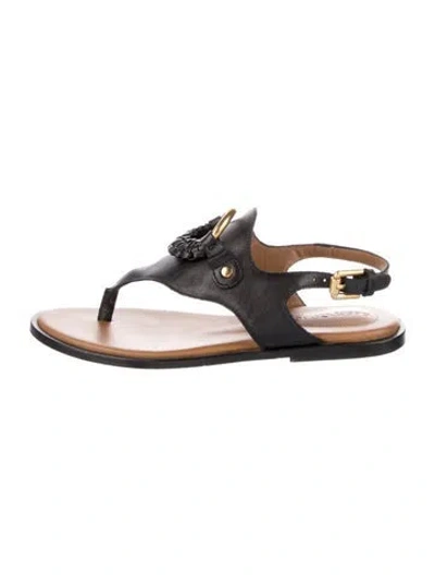 Pre-owned See By Chloé Leather T-strap Sandals In Multi