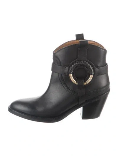 Pre-owned See By Chloé Leather Western Boots In Black