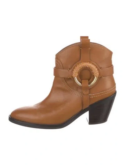 Pre-owned See By Chloé Leather Western Boots In Brown