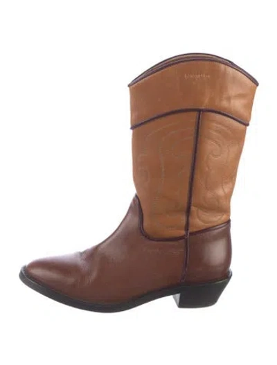 Pre-owned See By Chloé Leather Western Boots In Brown