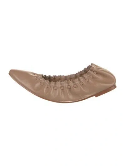 Pre-owned See By Chloé Leather Whipstitch Trim Ballet Flats In Neutral