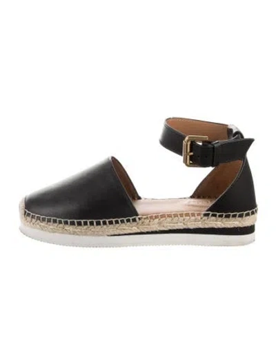 Pre-owned See By Chloé Leather Whipstitch Trim D'orsay Flats In Black