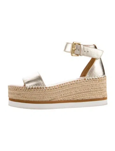 Pre-owned See By Chloé Leather Whipstitch Trim Espadrilles