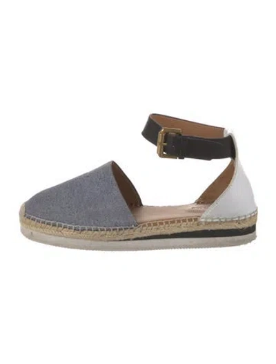 Pre-owned See By Chloé Leather Whipstitch Trim Espadrilles In Black