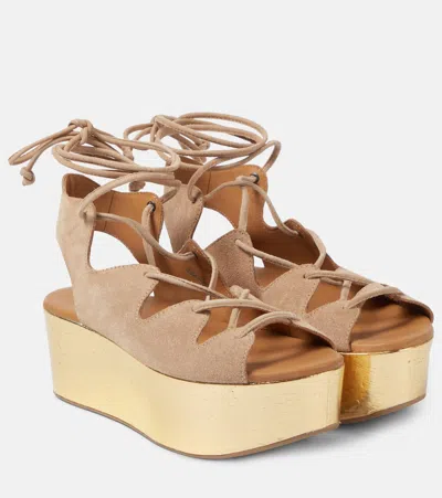 See By Chloé Liana 70 Suede Platform Sandals In Beige