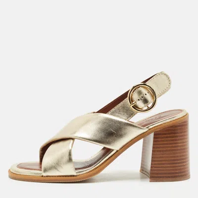Pre-owned See By Chloé Light Gold Leather Lyna Slingback Sandals Size 41