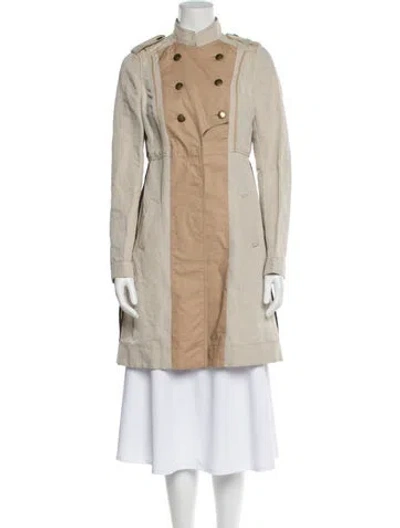 Pre-owned See By Chloé Linen Colorblock Pattern Coat In Neutral