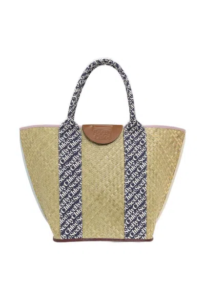 SEE BY CHLOÉ LOGO DETAILED INTERWOVEN TOTE BAG