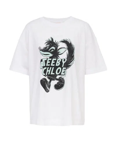 SEE BY CHLOÉ LOGO-PRINT SHORT-SLEEVE T-SHIRT