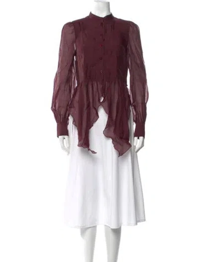 Pre-owned See By Chloé Long Sleeve Blouse In Burgundy