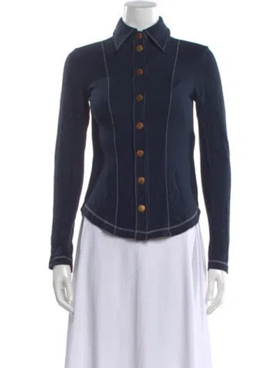 Pre-owned See By Chloé Long Sleeve Button-up Top In Black