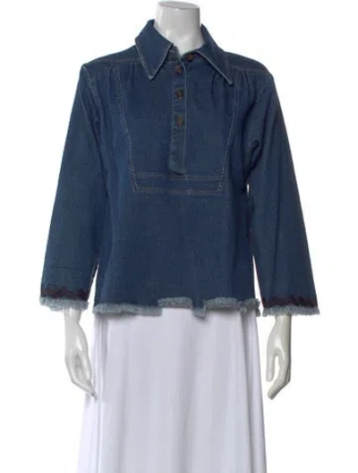 Pre-owned See By Chloé Long Sleeve Top In Blue