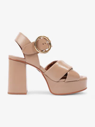 See By Chloé Lyna Platform Sandals 105mm Leather In Beige