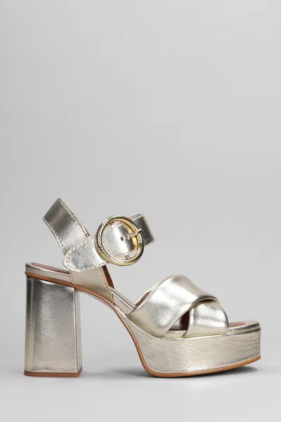 See By Chloé Lyna Sandals In Platinum Leather In Grey