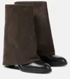See By Chloé Melia Mixed Leather Fold-over Collar Mid Boots In Black