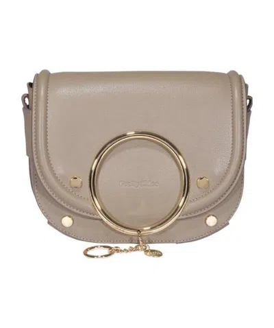 See By Chloé Metal Logo Shoulder Bag In Nude