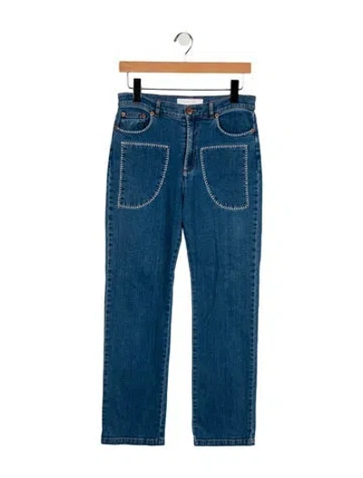 Pre-owned See By Chloé Mid-rise Straight Leg Jeans In Blue