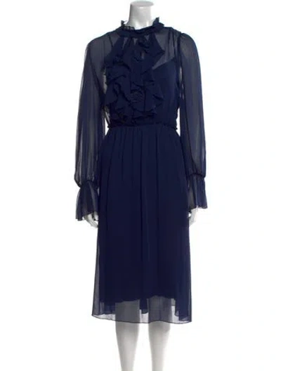 Pre-owned See By Chloé Mock Neck Long Dress In Blue