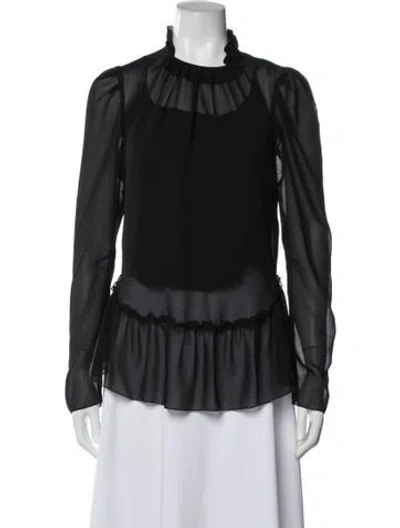 Pre-owned See By Chloé Mock Neck Long Sleeve Blouse In Black