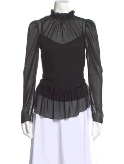 Pre-owned See By Chloé Mock Neck Long Sleeve Blouse In Black