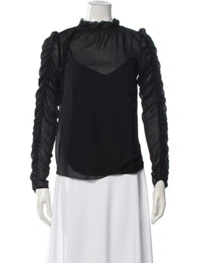Pre-owned See By Chloé Mock Neck Long Sleeve Blouse In Gray