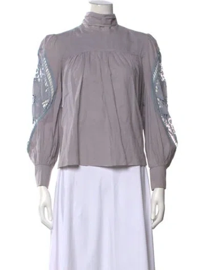 Pre-owned See By Chloé Mock Neck Long Sleeve Blouse In Grey