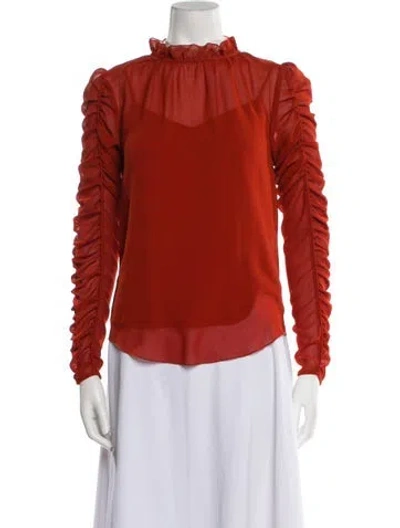 Pre-owned See By Chloé Mock Neck Long Sleeve Blouse In Orange