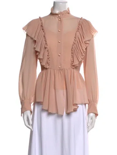 Pre-owned See By Chloé Mock Neck Long Sleeve Blouse In Pink