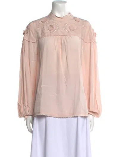 Pre-owned See By Chloé Mock Neck Long Sleeve Blouse In Pink