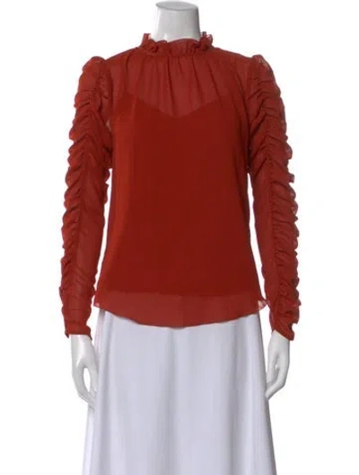 Pre-owned See By Chloé Mock Neck Long Sleeve Blouse In Red