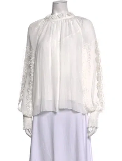 Pre-owned See By Chloé Mock Neck Long Sleeve Blouse W/ Tags In White