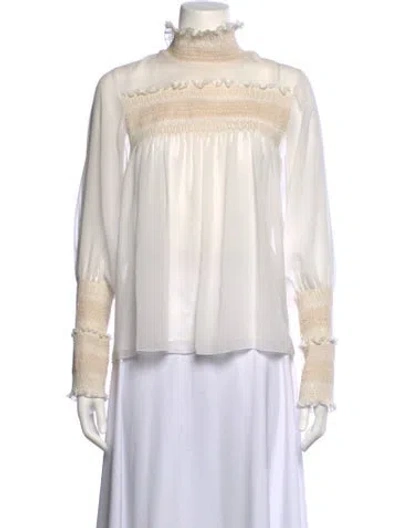 Pre-owned See By Chloé Mock Neck Long Sleeve Blouse In White