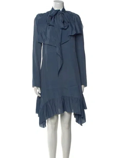 Pre-owned See By Chloé Mock Neck Mini Dress In Blue