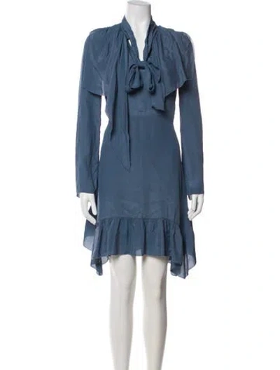 Pre-owned See By Chloé Mock Neck Mini Dress In Blue