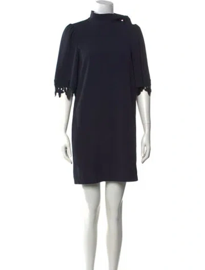 Pre-owned See By Chloé Mock Neck Mini Dress In Blue