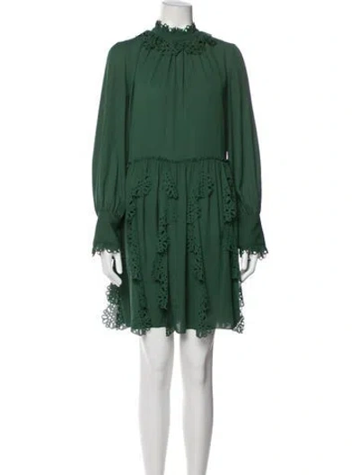 Pre-owned See By Chloé Mock Neck Mini Dress In Green