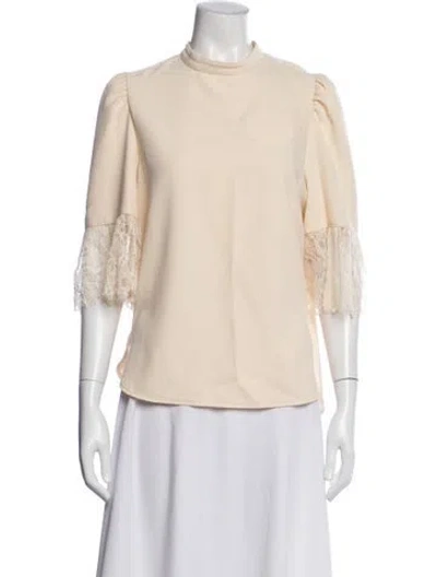 Pre-owned See By Chloé Mock Neck Short Sleeve Blouse In Neutral
