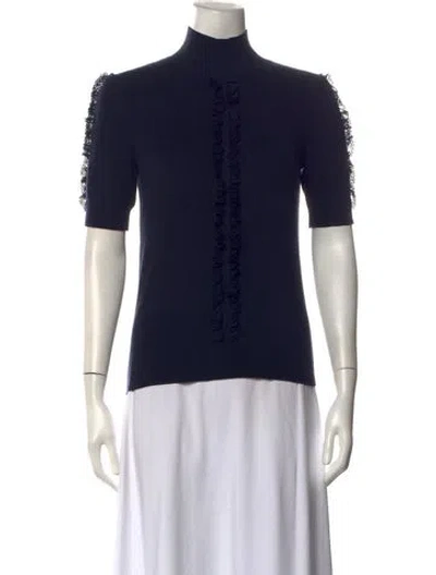 Pre-owned See By Chloé Mock Neck Short Sleeve Top In Blue