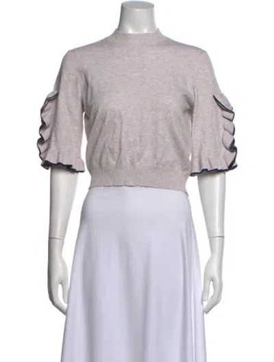 Pre-owned See By Chloé Mock Neck Short Sleeve Top In White