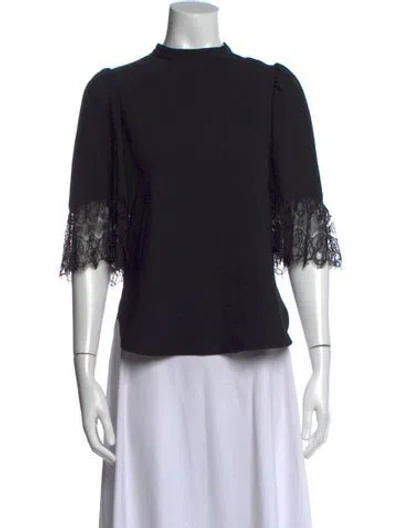 Pre-owned See By Chloé Mock Neck Three-quarter Sleeve Top In Black