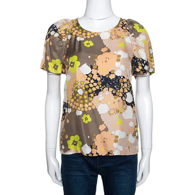 See By Chloé See By Chloe Multicolor Floral Printed Silk Short Sleeve Top S