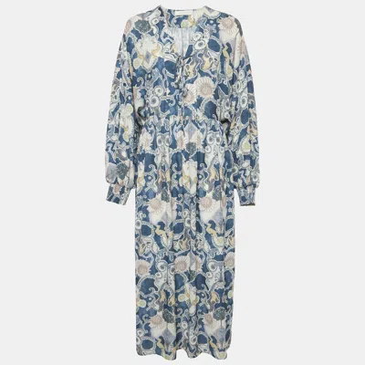 Pre-owned See By Chloé Multicolor Lovers Printed Crepe Lace Up Maxi Dress M